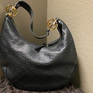 💯Vintage Black Gucci Hobo with matching wallet